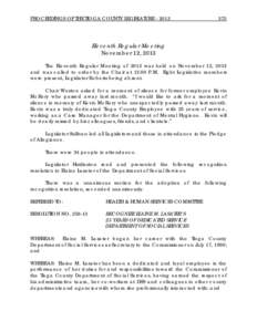 PROCEEDINGS OF THE TIOGA COUNTY LEGISLATURE[removed]Eleventh Regular Meeting November 12, 2013