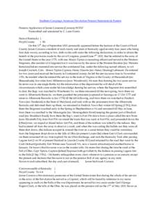 Southern Campaign American Revolution Pension Statements & Rosters Pension Application of James Cameron (Camron) W3767 Transcribed and annotated by C. Leon Harris State of Kentucky } Floyd County } SS.