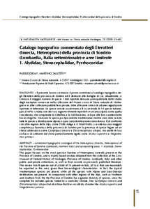 Catalogo topografico Eterotteri (Alydidae, Stenocephalidae, Pyrrhocoridae) della provincia di Sondrio  il naturalista valtellinese - Atti Museo civ. Storia naturale Morbegno, [removed]): 31-49 Catalogo topografico comment