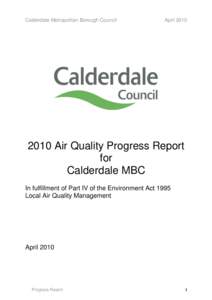 Calderdale Metropolitan Borough Council  AprilAir Quality Progress Report for
