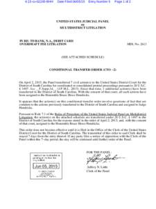 6:15-cvBHH Date FiledEntry Number 5 Page 1 of 2 Case MDL NoDocument 66 FiledPage 1 of 2 UNITED STATES JUDICIAL PANEL on MULTIDISTRICT LITIGATION