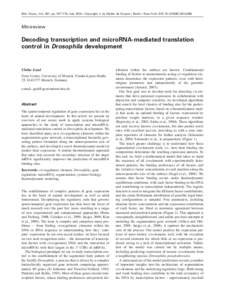 Article in press - uncorrected proof Biol. Chem., Vol. 391, pp. 767–770, July 2010 • Copyright  by Walter de Gruyter • Berlin • New York. DOI[removed]BC[removed]Minireview  Decoding transcription and microRNA-m