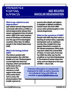 AGE-RELATED MACULAR DEGENERATION What is age-related macular degeneration? Age-related macular degeneration, commonly referred to as AMD, is a