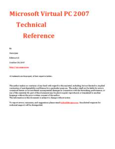 Microsoft Virtual PC 2007 Technical Reference