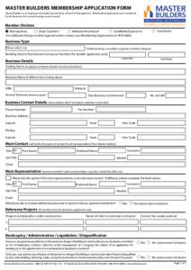 MASTER  MASTER BUILDERS MEMBERSHIP APPLICATION FORM BUILDERS