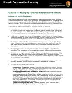 Historic Preservation Planning  National Park Service U.S. Department of the Interior Historic Preservation Planning Program Washington, DC