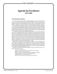 FOR COMMENT  Agenda for ExcellenceTo the University Community