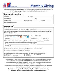 Print Form  Monthly Giving The War Amps