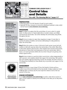 Common core lesson PLAN #1  Central Idea and Details Use with “The Amazing Mo’ne,” pages 4-7 PREPARATION