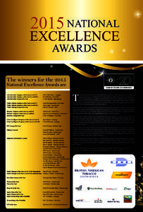 2015 NATIONAL  EXCELLENCE AWARDS  The winners for the 2015