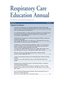 Respiratory Care Education Annual The American Association for Respiratory Care Volume 23  Fall 2014