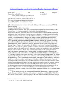 Southern Campaign American Revolution Pension Statements & Rosters Evans Jesse 1 VA Transcribed by Fred Weyler edited and revised in part by Will Graves