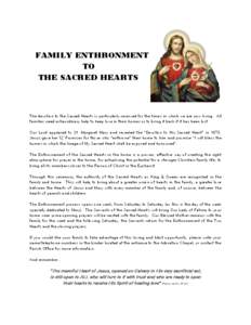 FAMILY ENTHRONMENT TO THE SACRED HEARTS