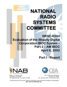 NRSC REPORT NATIONAL RADIO SYSTEMS