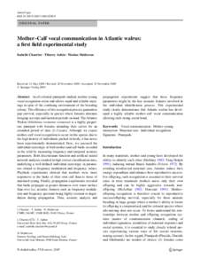 Anim Cogn DOIs10071ORIGINAL PAPER  Mother–Calf vocal communication in Atlantic walrus: