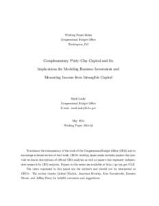 Complementary Putty-Clay Capital and Its Implications for Modeling Business Investment and Measuring Income from Intangible Capital