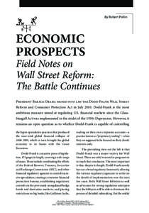 By Robert Pollin  Economic Prospects  Field Notes on