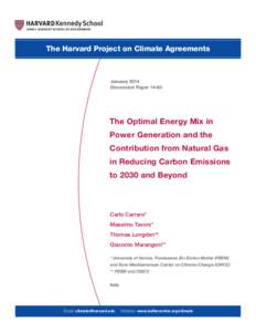 The Harvard Project on Climate Agreements  January 2014 Discussion PaperThe Optimal Energy Mix in