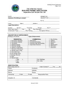 Building Permit Application Page 1 of 2 City of Bel Aire, Kansas  BUILDING PERMIT APPLICATION