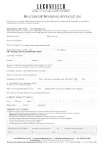 Leconfield Group Booking Form July 2013