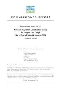 Report No. 137 National Vegetation Classification for Langton Lees Cleugh Site of Special Scientific Interest (SSSI) (ROAME No. F03LJ08)
