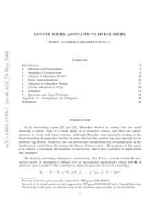 CONVEX BODIES ASSOCIATED TO LINEAR SERIES  arXiv:0805.4559v1 [math.AG] 29 May 2008 ˇ ROBERT LAZARSFELD AND MIRCEA MUSTAT