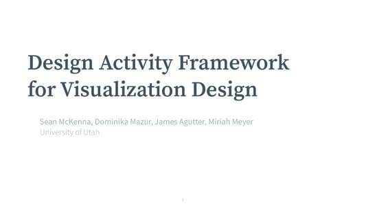 Design Activity Framework for Visualization Design Sean McKenna, Dominika Mazur, James Agutter, Miriah Meyer University of Utah  1