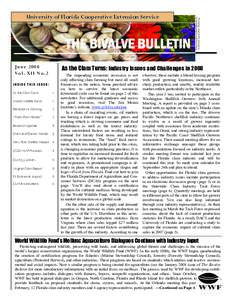 THE BIVALVE BULLETIN  Photo provided by DACS Bureau of Seafood & Aquaculture Marketing  University of Florida Cooperative Extension Service