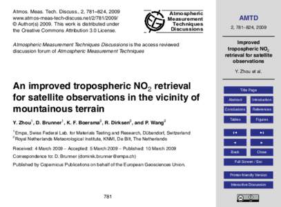 Atmos. Meas. Tech. Discuss., 2, 781–824, 2009 www.atmos-meas-tech-discuss.net/ © Author(sThis work is distributed under the Creative Commons Attribution 3.0 License.  Atmospheric