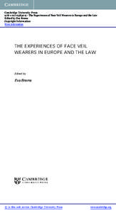 Cambridge University Press9 - The Experiences of Face Veil Wearers in Europe and the Law Edited by Eva Brems Copyright Information More information