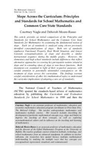 The Mathematics Educator 2014 Vol. 23, No. 2, 40–59 Slope Across the Curriculum: Principles and Standards for School Mathematics and Common Core State Standards