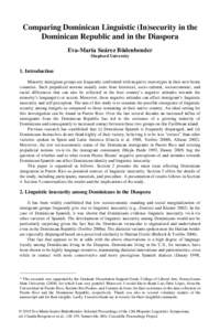 Comparing Dominican Linguistic (In)security in the Dominican Republic and in the Diaspora