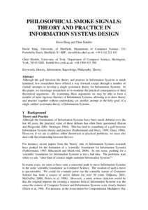 Philosophical Smoke Signals: Theory and practice in Information Systems Design