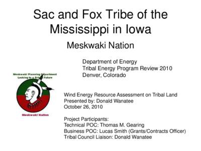 Sac and Fox Tribe of the Mississippi in Iowa