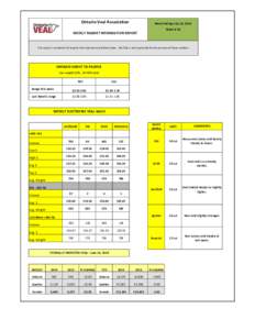 Ontario Veal Association  Week Ending: July 18, 2014 Week # 28  WEEKLY MARKET INFORMATION REPORT