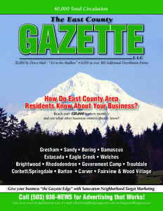 40,000 Total Circulation  32,000 by Direct Mail - “ It’s in the Mailbox” • 8,000 at over 300 Additional Distribution Points