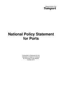 National Policy Statement   for Ports Presented to Parliament by the