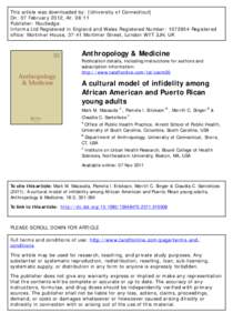 A cultural model of infidelity among African American and Puerto Rican young adults