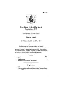 [removed]Legislation (Official Versions) Regulations 2013 Jerry Mateparae, Governor-General