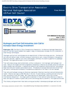 Joint EDTA-NHA-USFCC Press Release: Hydrogen and Fuel Cell Industries Join Call to Increase Clean Energy Investment