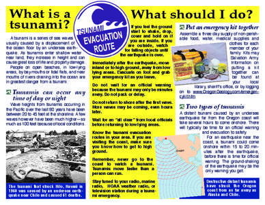 What is a tsunami? A tsunami is a series of sea waves usually caused by a displacement of the ocean floor by an undersea earthquake. As tsunamis enter shallow water near land, they increase in height and can