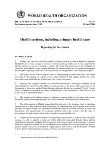 WORLD HEALTH ORGANIZATION FIFTY-SEVENTH WORLD HEALTH ASSEMBLY Provisional agenda item[removed]A57[removed]April 2004
