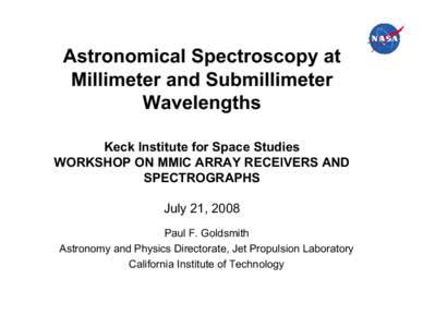 Microsoft PowerPoint - Goldsmith_astronomical spectroscopy KISS2.ppt