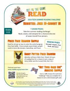 Fiction / Lotteries / Literature / Raffle / Harry Potter / Raynham / Summer Reading Challenge