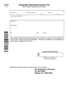 Corporate Estimated Income Tax  CD-429 Web-Fill[removed]