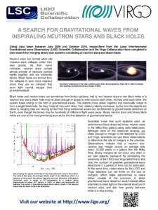 General relativity / Star types / LIGO / Gravitational wave / Neutron star / Black hole / Virgo interferometer / Gravitational wave astronomy / Binary star / Physics / Astronomy / Gravitation