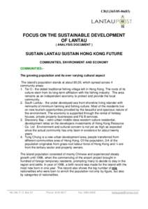 CB[removed])  FOCUS ON THE SUSTAINABLE DEVELOPMENT OF LANTAU ( ANALYSIS DOCUMENT )