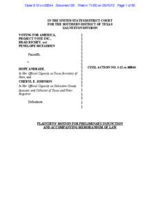 Case 3:12-cv[removed]Document 33  Filed in TXSD on[removed]Page 1 of 30 IN THE UNITED STATES DISTRICT COURT FOR THE SOUTHERN DISTRICT OF TEXAS