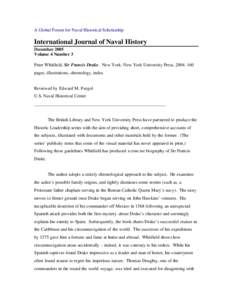 A Global Forum for Naval Historical Scholarship  International Journal of Naval History December 2005 Volume 4 Number 3 Peter Whitfield, Sir Francis Drake. New York: New York University Press, [removed]