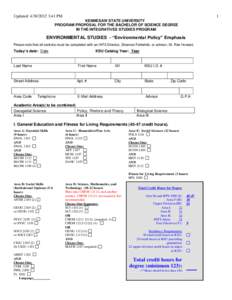 Updated: :41 PM  1 KENNESAW STATE UNIVERSITY PROGRAM PROPOSAL FOR THE BACHELOR OF SCIENCE DEGREE